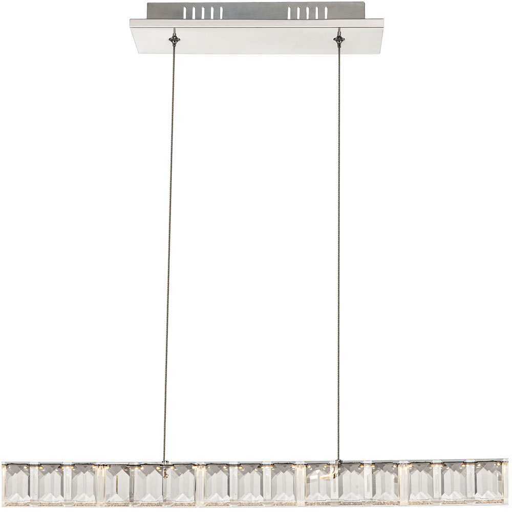 LED Hängelampe, Chrom, klar, Chrom, H 120cm von Globo