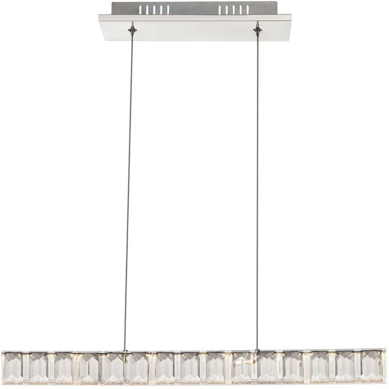 LED Hängelampe, Chrom, klar, Chrom, H 120cm von Globo