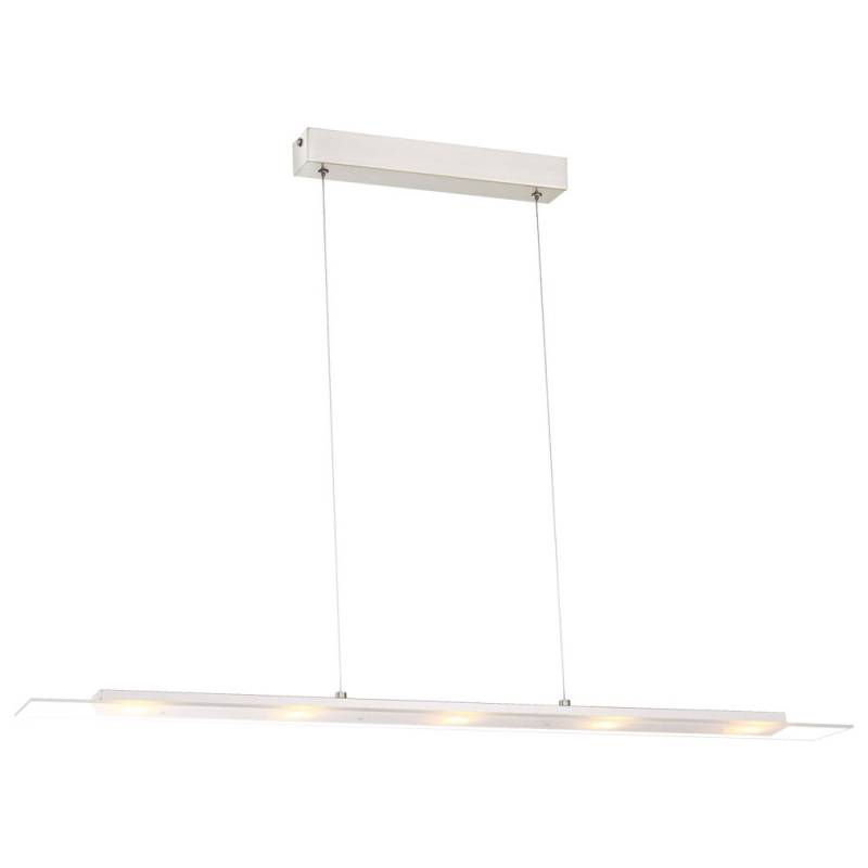 LED Hängelampe, nickel matt, Glas satiniert, H 150 cm von Globo