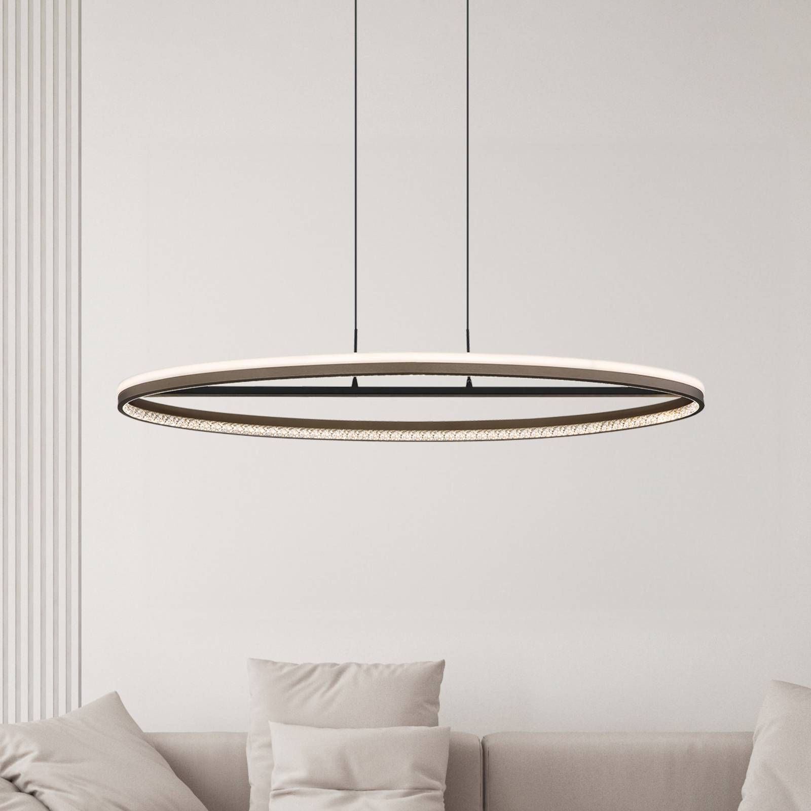 LED-Hängelampe Della, Länge 101 cm, dunkelgrau, Metall von Globo