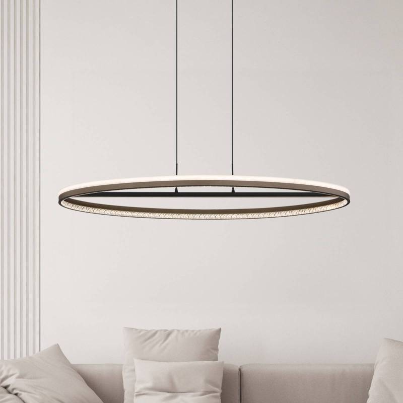 LED-Hängelampe Della, Länge 101 cm, dunkelgrau, Metall von Globo