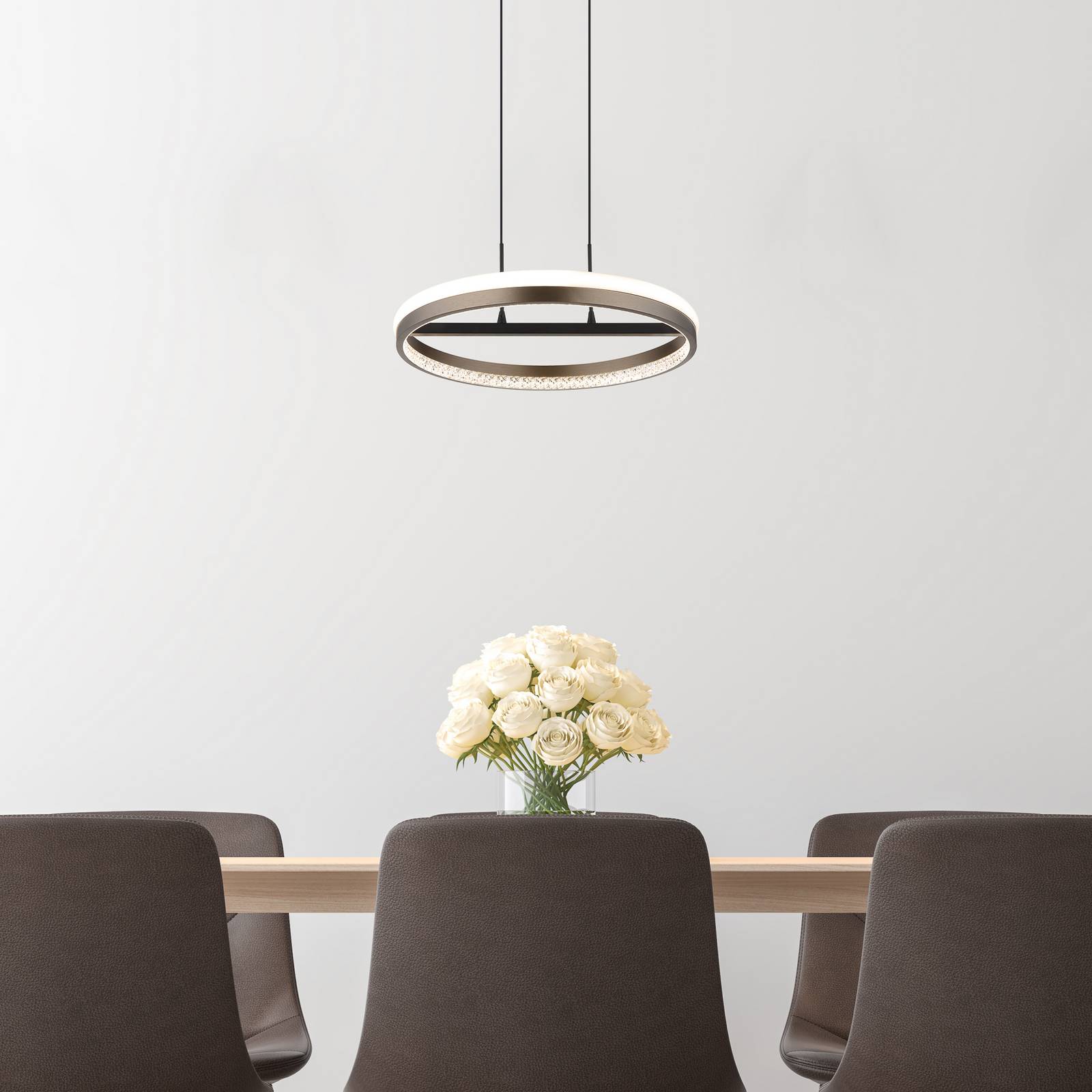 LED-Hängelampe Della, Ø 40 cm, dunkelgrau, Metall von Globo
