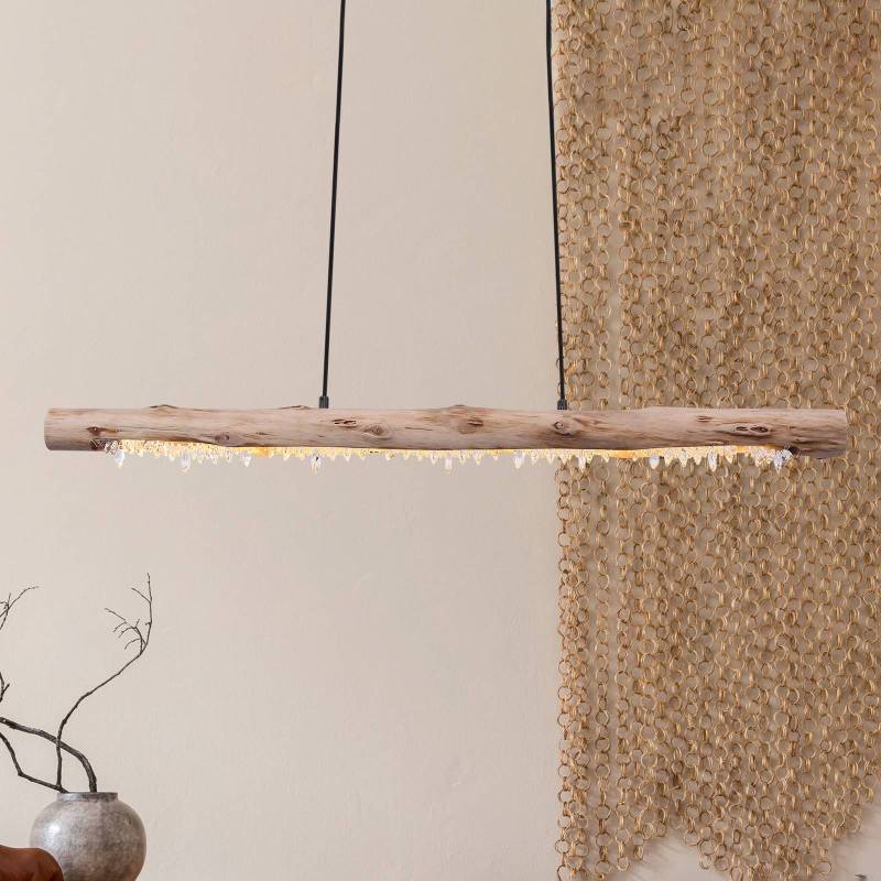 LED-Hängelampe Felicitas aus Holz, Länge 100 cm von Globo