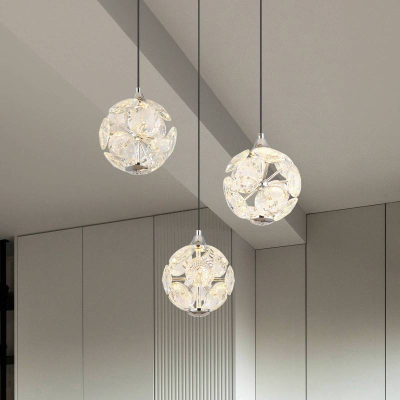 LED-Hängelampe Virina, Ø 42 cm, transparent, Kristall, 3-flg von Globo