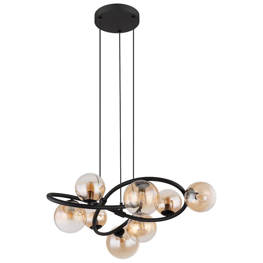 LED Hängeleuchte, schwarz Glas amber H 120 cm von Globo