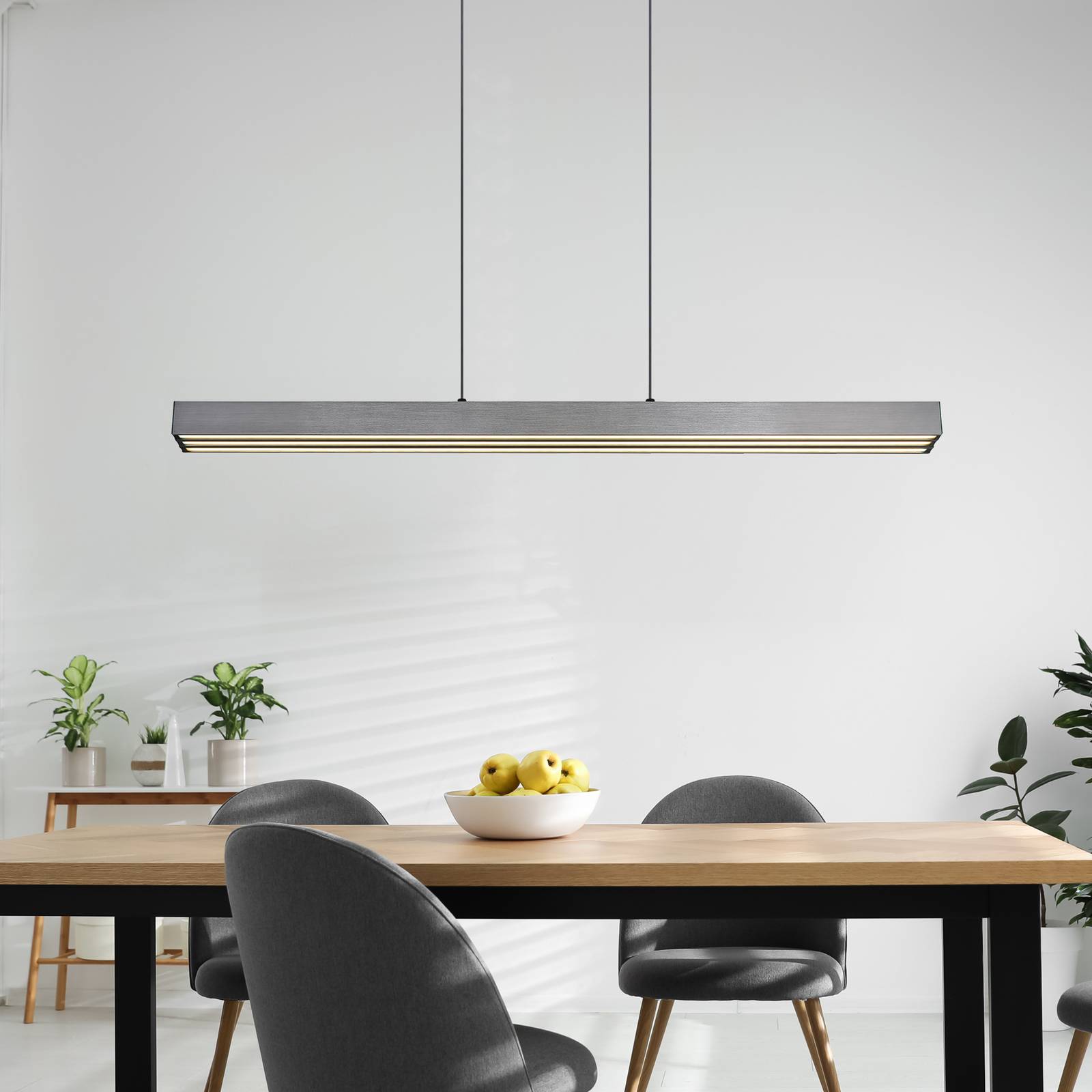LED-Pendellampe Ethan, dunkelgrau, Länge 150 cm, Metall LED-Pendellampe Ethan, dunkelgrau, Länge 150 cm, Metall von Globo