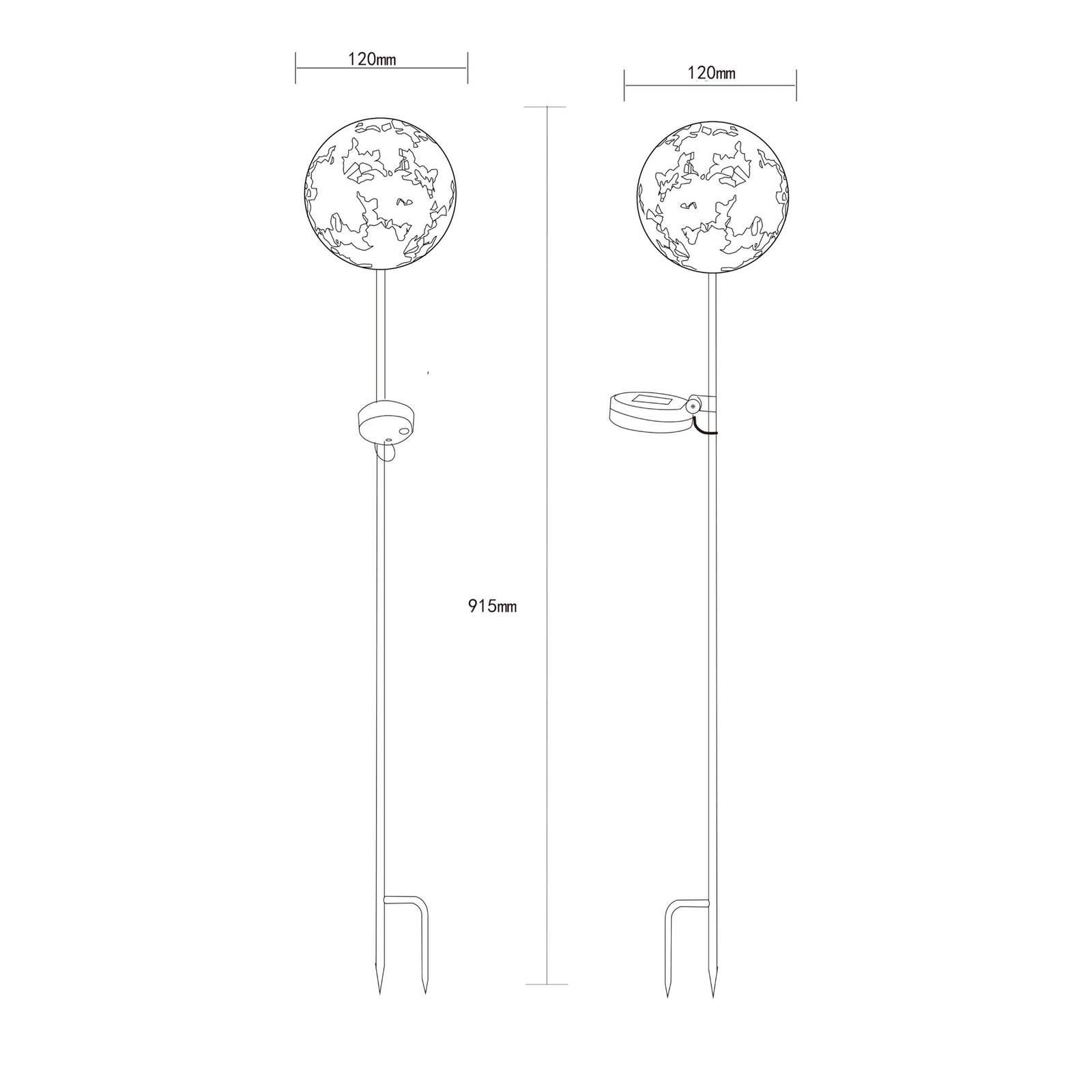 LED-Solar-Erdspießleuchte 36747, Kugel, rostbraun, Metall LED-Solar-Erdspießleuchte 36747, Kugel, rostbraun, Metall von Globo