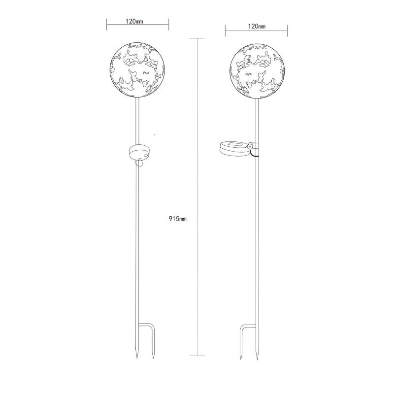 LED-Solar-Erdspießleuchte 36747, Kugel, rostbraun, Metall von Globo