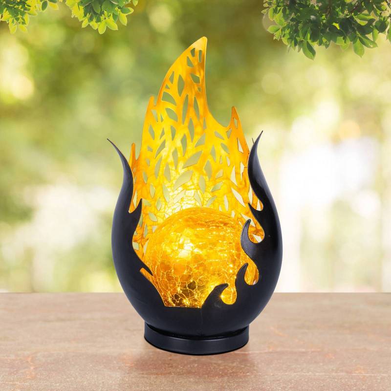 LED-Solar-Tischleuchte 36534, schwarz, gold, Metall, Glas von Globo