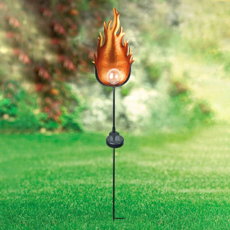 LED-Solarleuchte 33472 mit Metallflamme von Globo