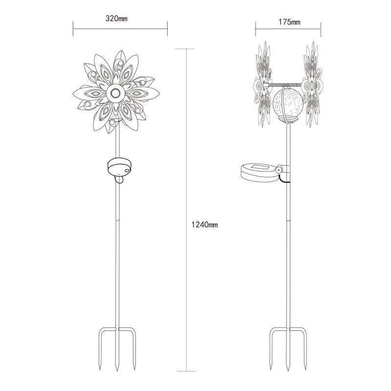 LED-Solarleuchte 36578, Erdspieß, rostbraun, Metall, Glas von Globo