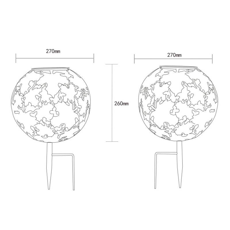 LED-Solarleuchte 36749S Kugel Ø 27 cm, silber, Erdspieß von Globo