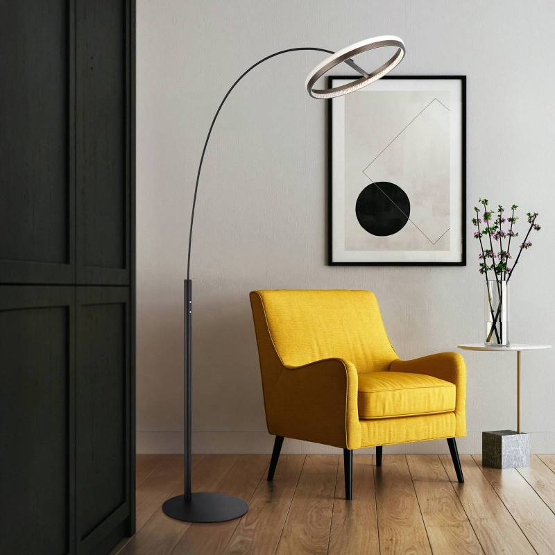 LED-Stehlampe Della, Höhe 190 cm, schwarz/dunkelgrau, Metall von Globo