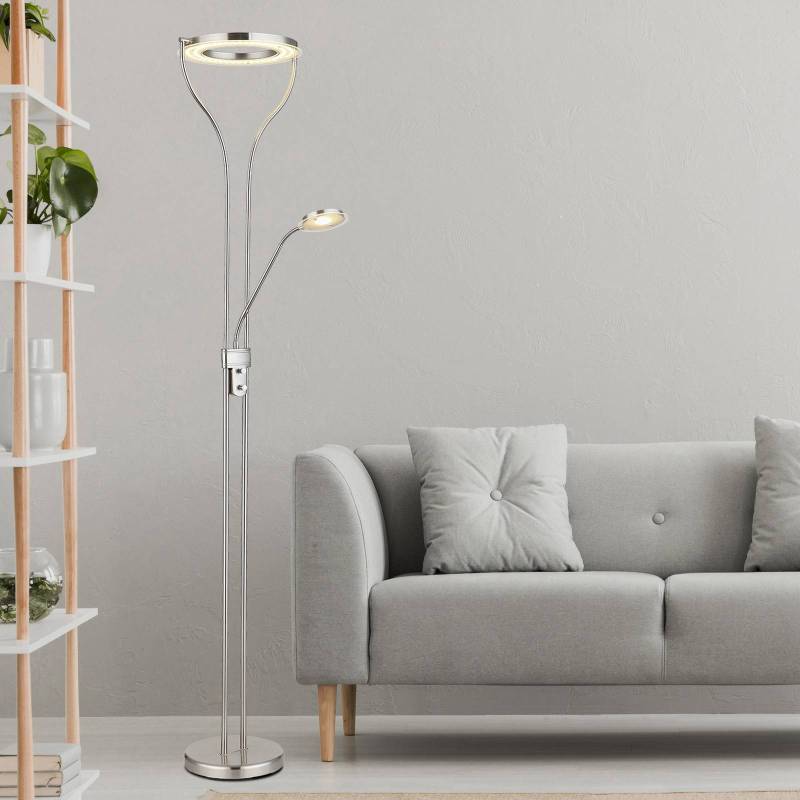 LED-Stehlampe Ebro, Höhe 194 cm, nickelfarben, 2-flg.. von Globo