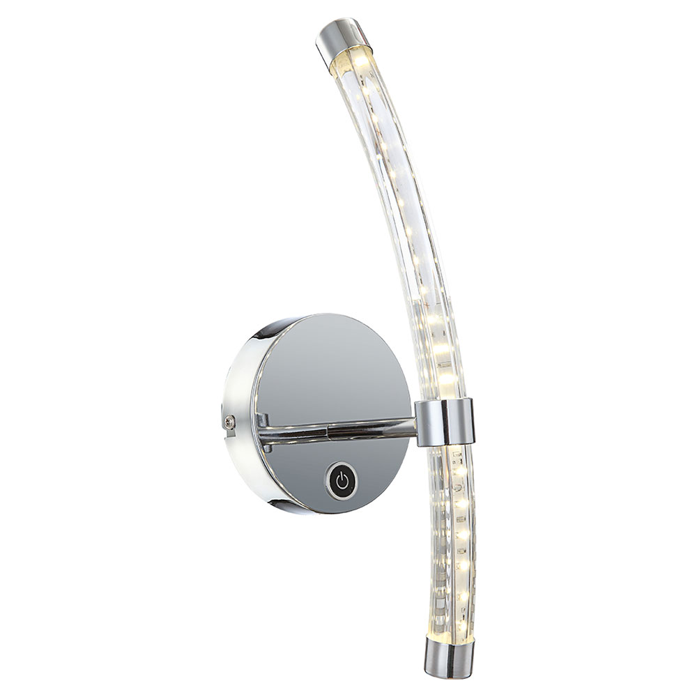LED Wandlampe, Chrom, Glas, Touchdimmer, H 37 cm von Globo