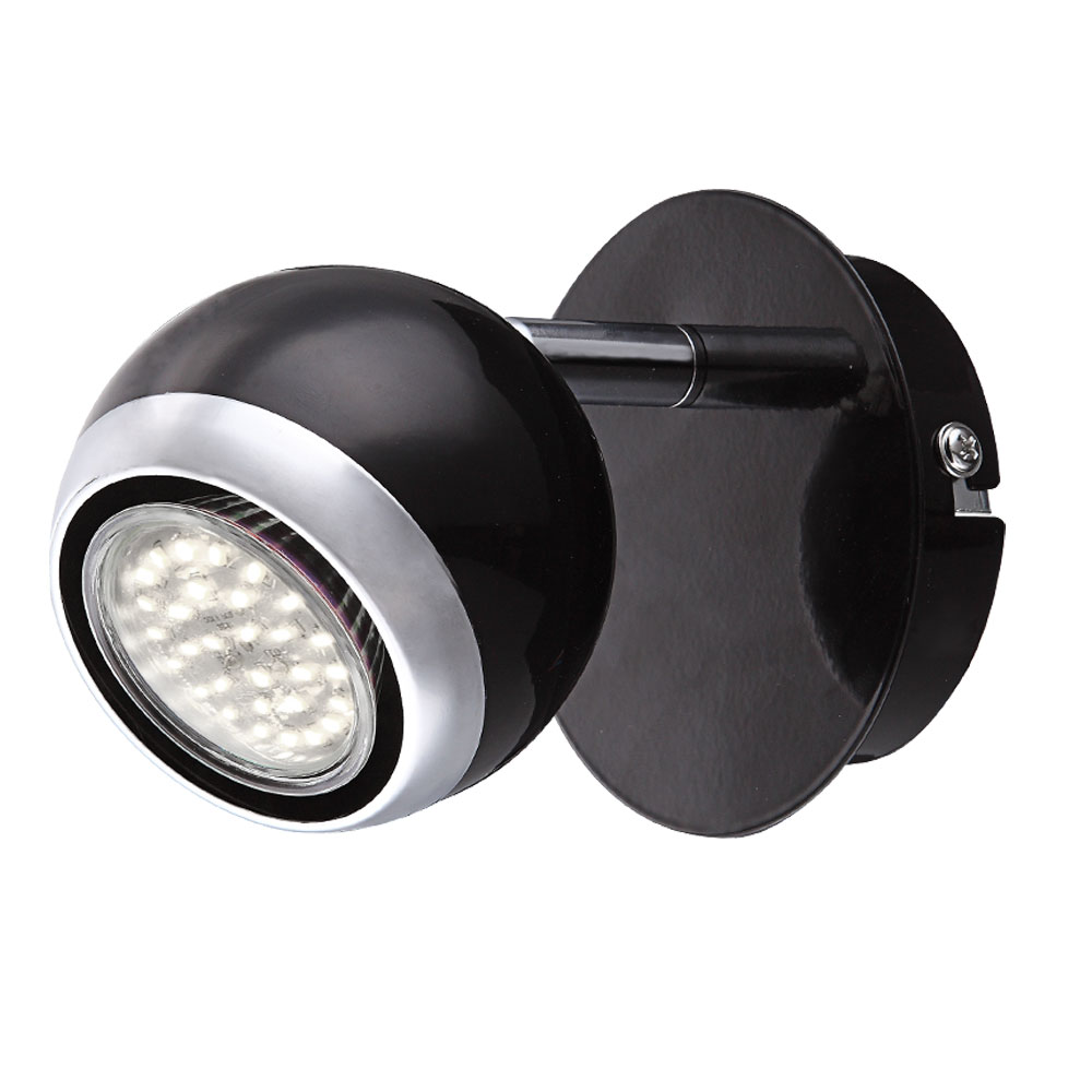 LED Wandlampe, Chrom, beweglicher Spot, schwarz, H 11,5 cm von Globo