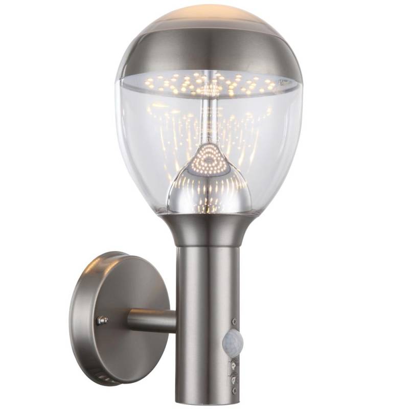 LED Wandlampe, Edelstahl, Bewegungsmelder, H 31,7 cm,  CALLISTO von Globo