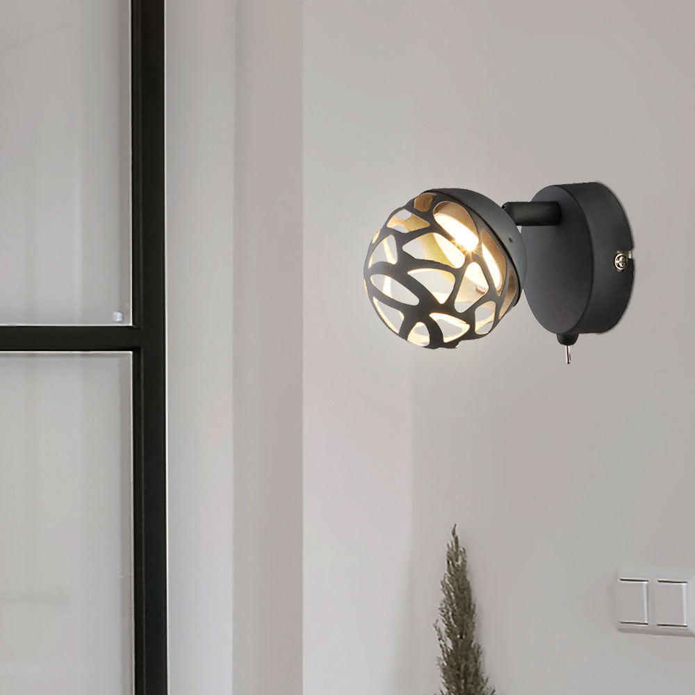 LED Wandlampe, Spot mit Dekorstanzungen, grau H 12 cm von Globo