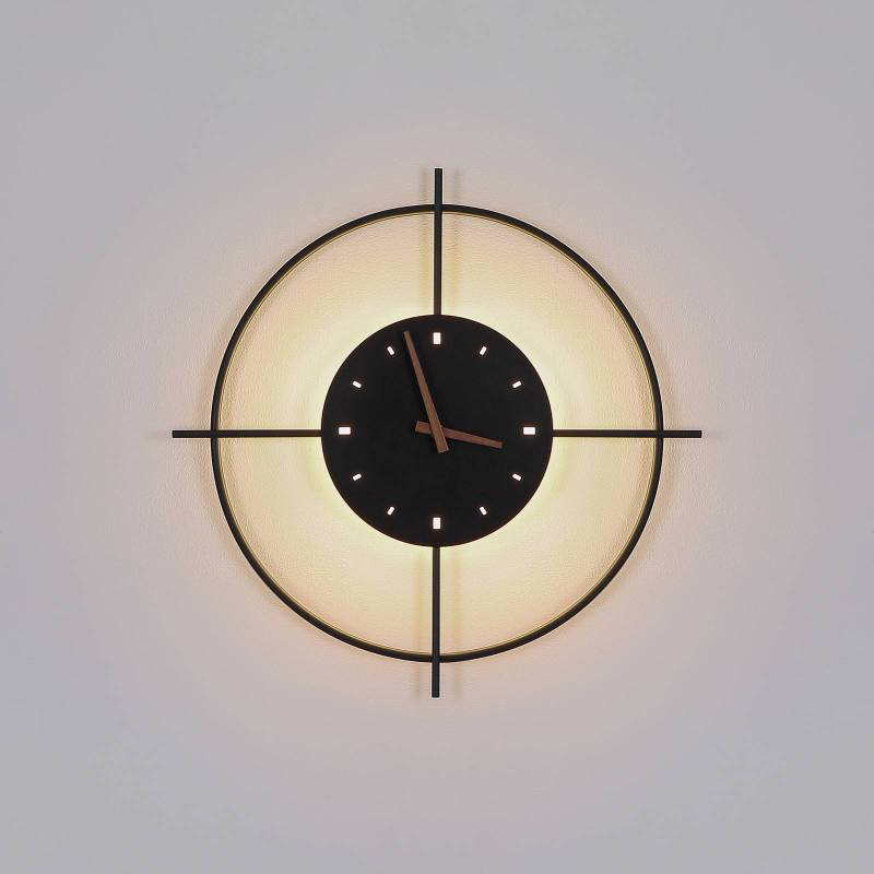 LED-Wandlampe Sussy mit Uhr, schwarz, Ø 50 cm von Globo