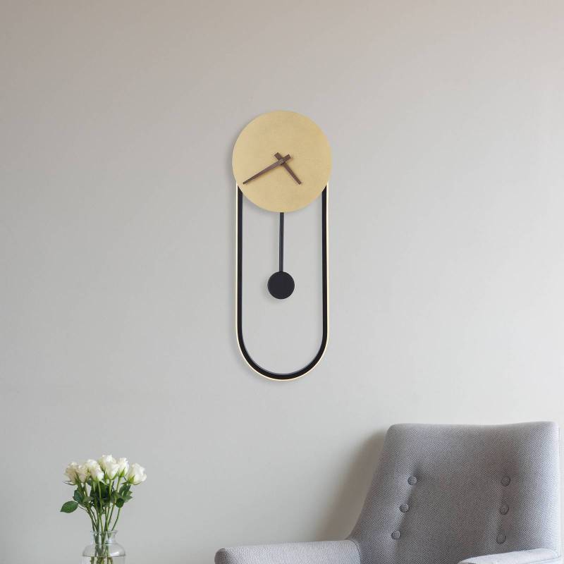 LED-Wandlampe Sussy mit Uhr, schwarz/gold von Globo