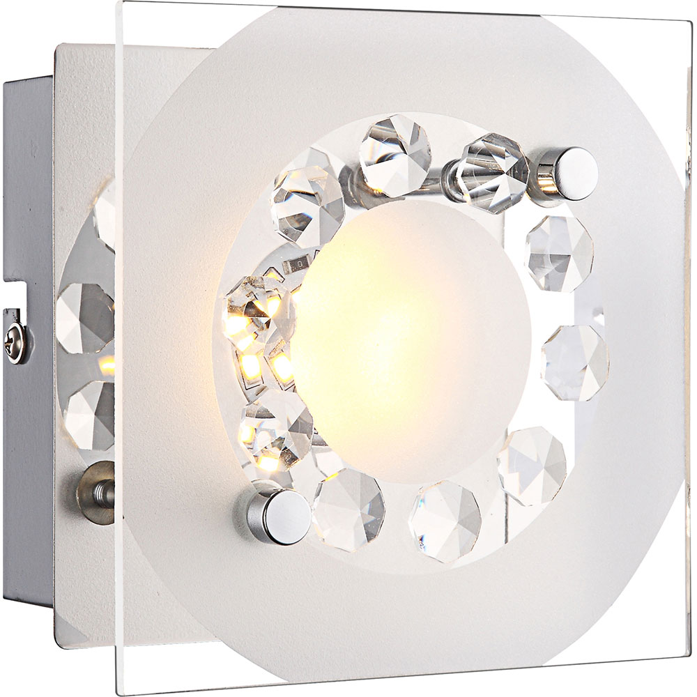 LED Wandleuchte, Kristalle, Glas, Chrom, L 12cm von Globo