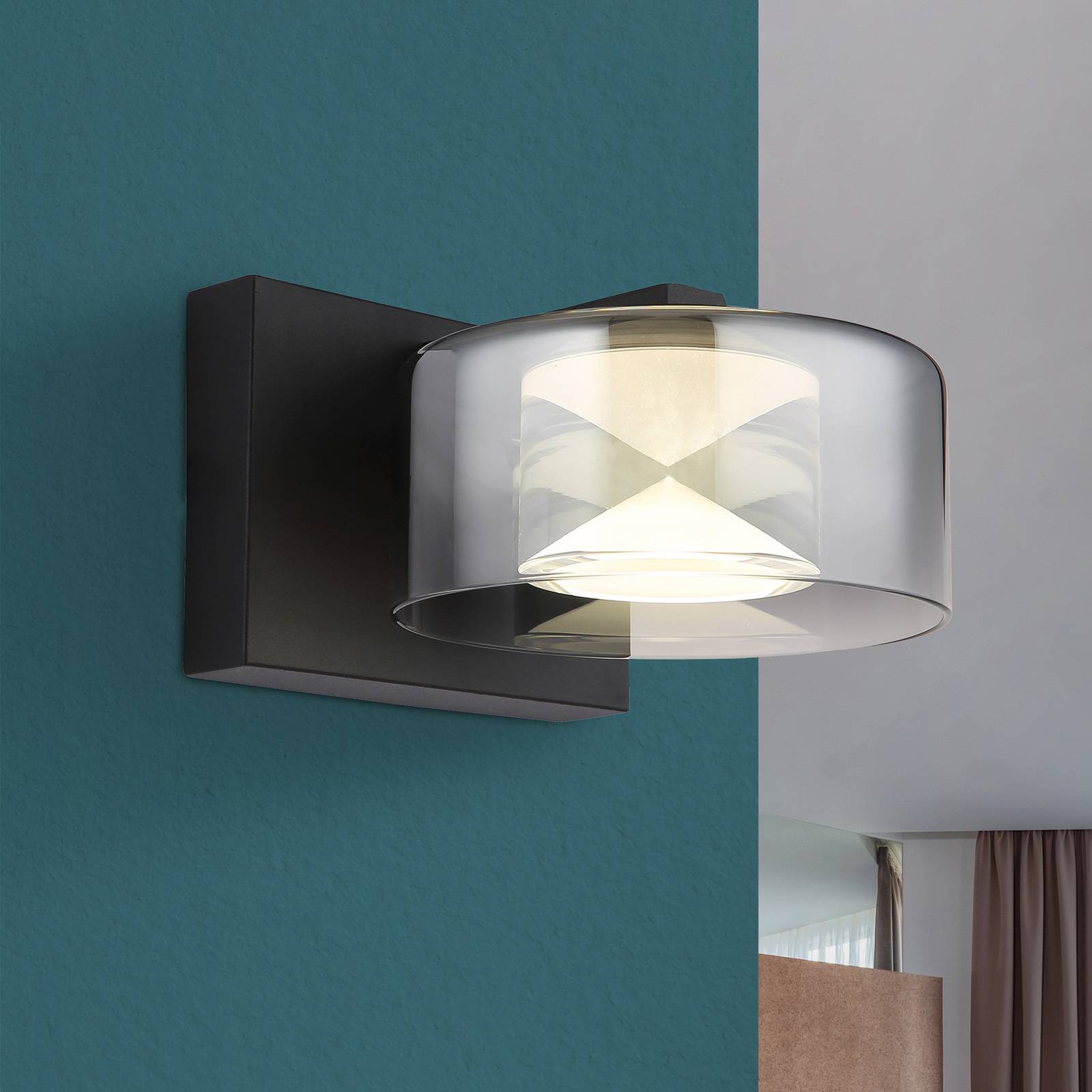 LED-Wandleuchte Belinda, rauchgrau, Breite 15 cm, Glas LED-Wandleuchte Belinda, rauchgrau, Breite 15 cm, Glas von Globo