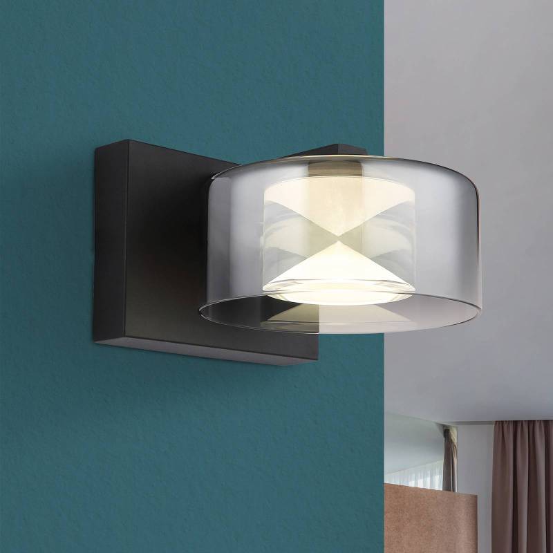 LED-Wandleuchte Belinda, rauchgrau, Breite 15 cm, Glas von Globo