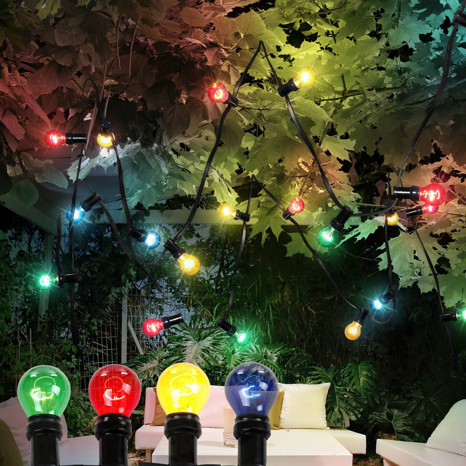 Lichterkette Nirvana,10-flammig, bunt, Kunststoff, IP44 Lichterkette Nirvana,10-flammig, bunt, Kunststoff, IP44 von Globo