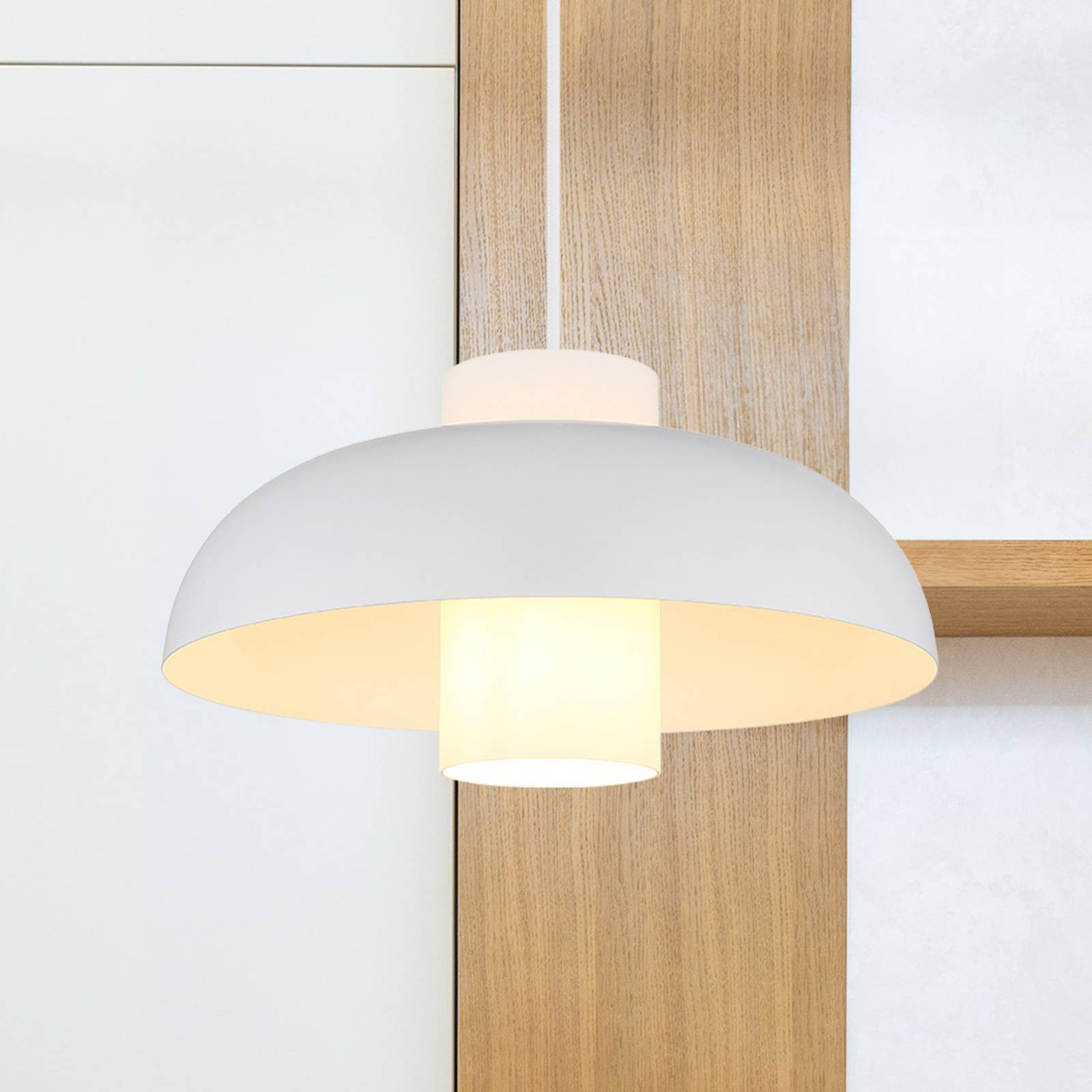 Pendellampe Lowe, weiß matt, Ø 38 cm, Metall Pendellampe Lowe, weiß matt, Ø 38 cm, Metall von Globo