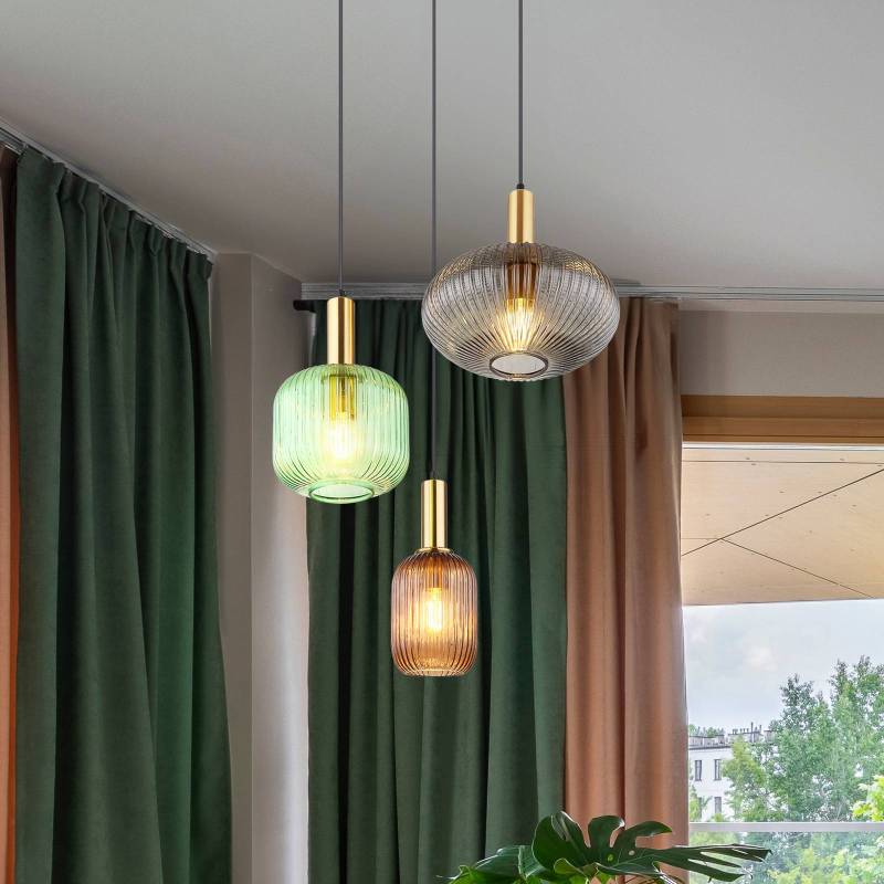 Pendelleuchte Normy, Ø 55 cm, bunt, Glas, 3-flg. von Globo