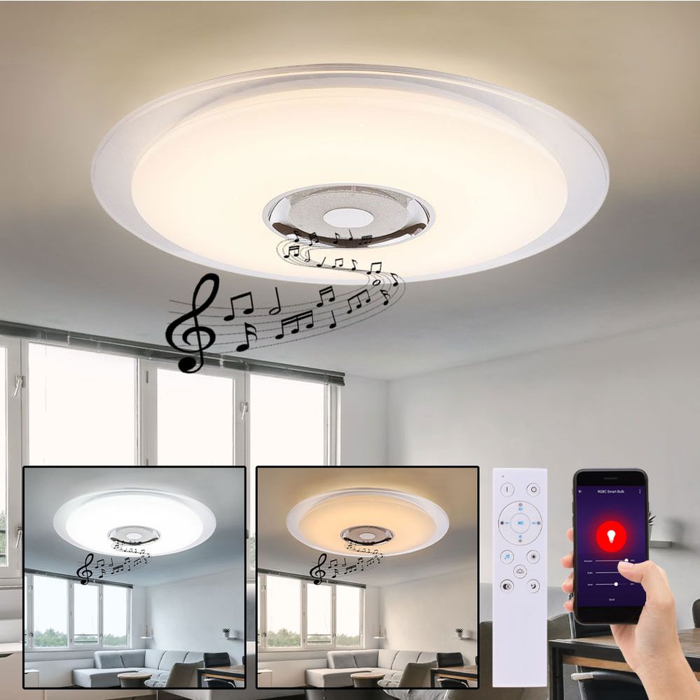 RGB LED Deckenlampe, Bluetooth, Lautsprecher, 60 cm, TUNE von Globo