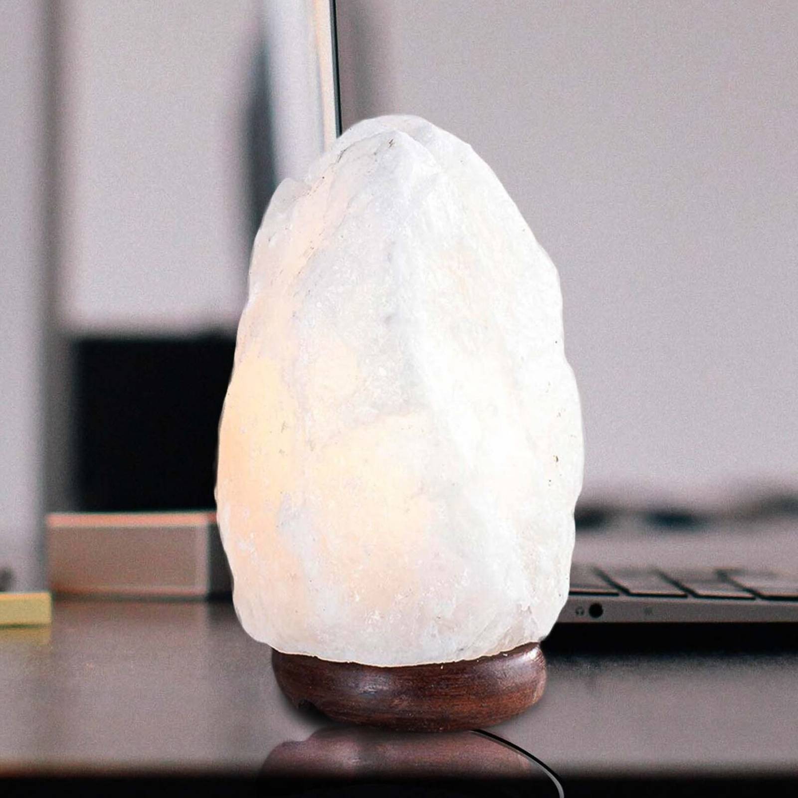 Salzkristall-Tischlampe Stone, weiß Salzkristall-Tischlampe Stone, weiß von Globo