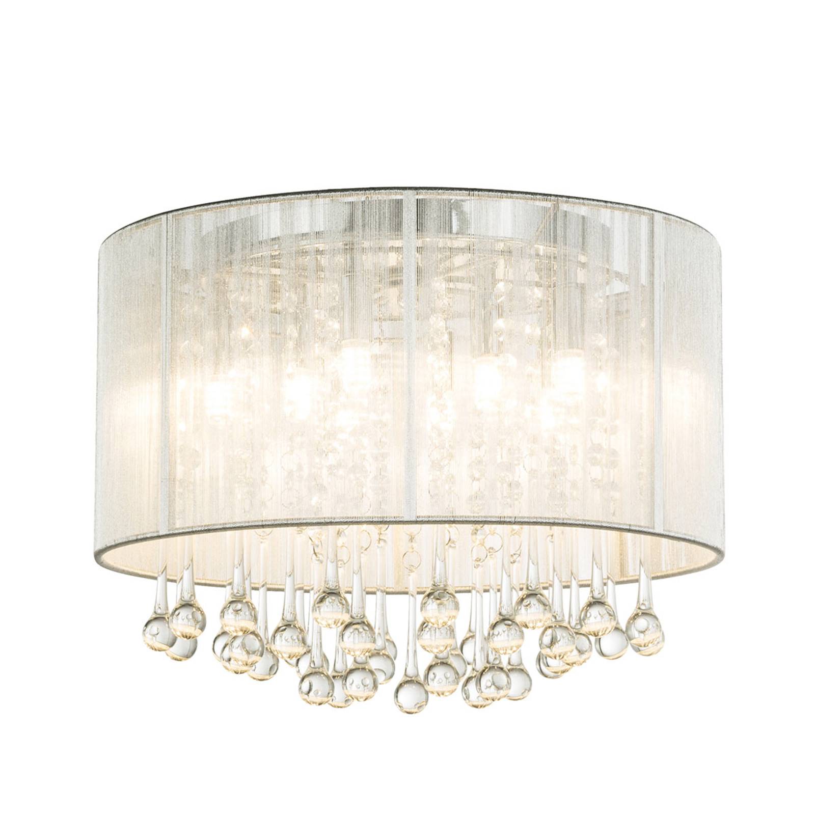 Silberne LED-Deckenleuchte Sierra mit Behang Silberne LED-Deckenleuchte Sierra mit Behang von Globo