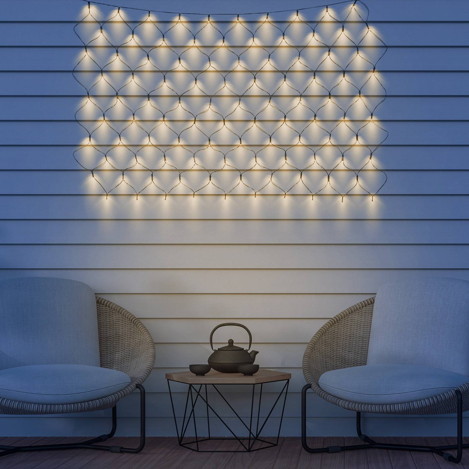 Solar-LED-Lichtervorhang IP44 110x90cm 100-flammig Solar-LED-Lichtervorhang IP44 110x90cm 100-flammig von Globo