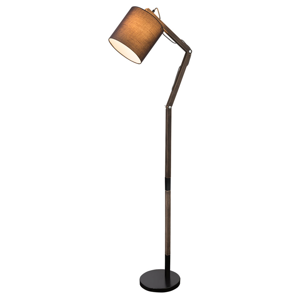 Stehlampe, Holz, Textil, grau, schwarz, beweglich, H 172 cm von Globo