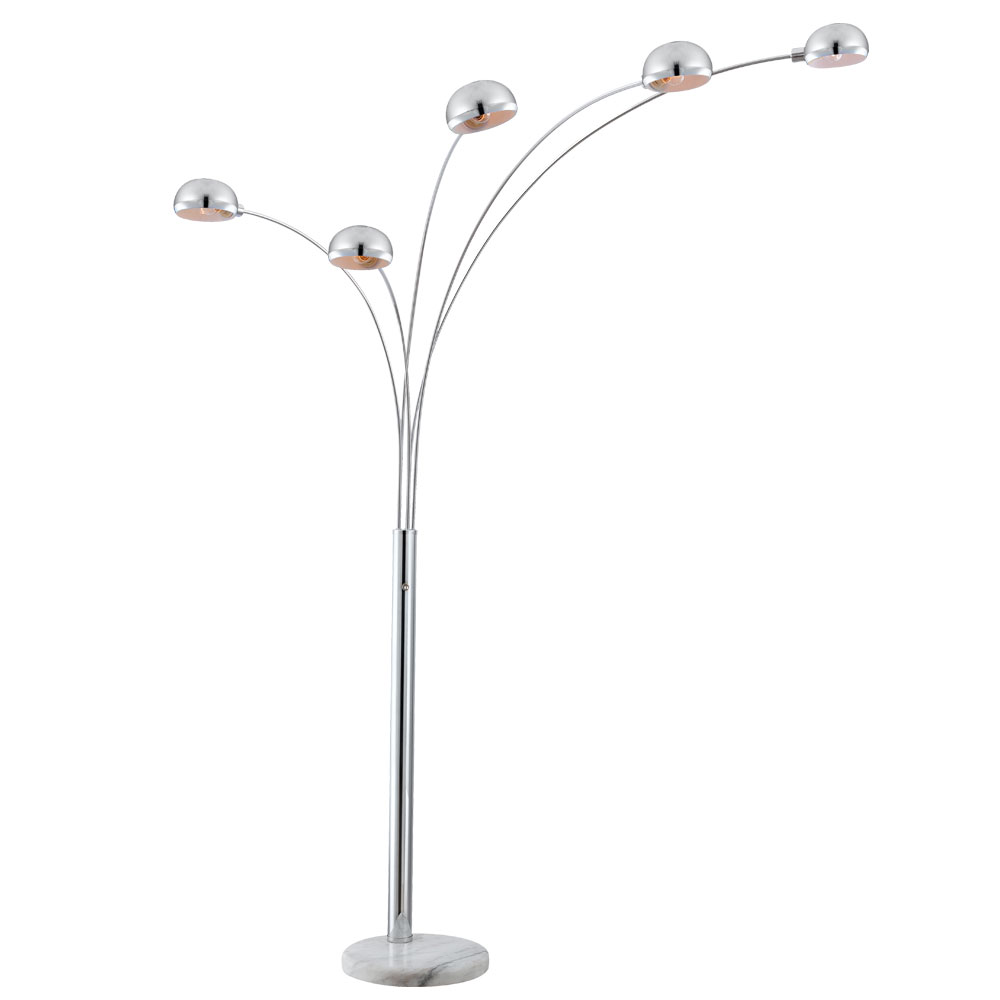 Stehlampe, Marmor, silber, 5-Flammig, H 200 cm von Globo