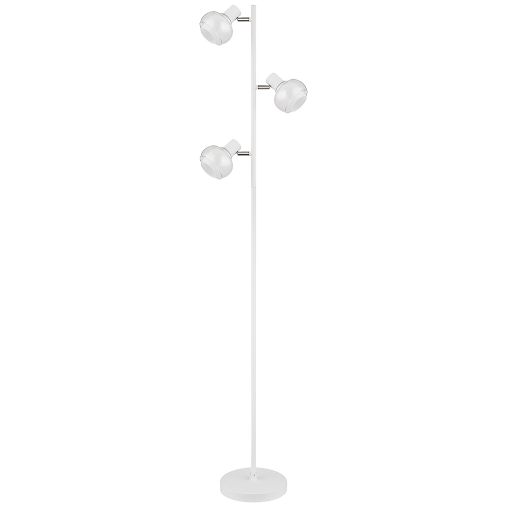 Stehleuchte, Metall, Weiß, Chrom, Glas, H 154 cm von Globo