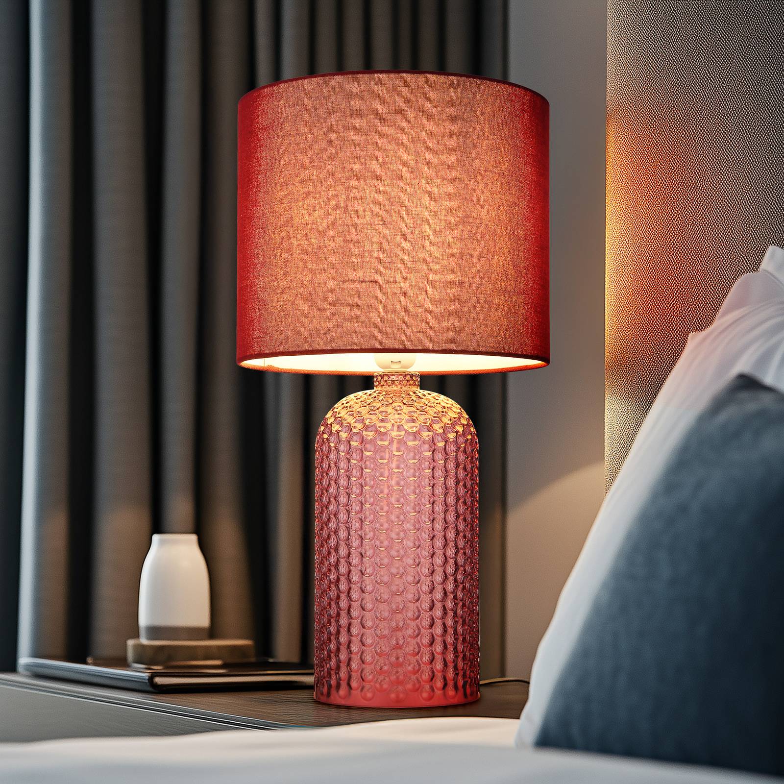 Tischlampe Sofia, rot, Höhe 50 cm, Stoff/Glas Tischlampe Sofia, rot, Höhe 50 cm, Stoff/Glas von Globo