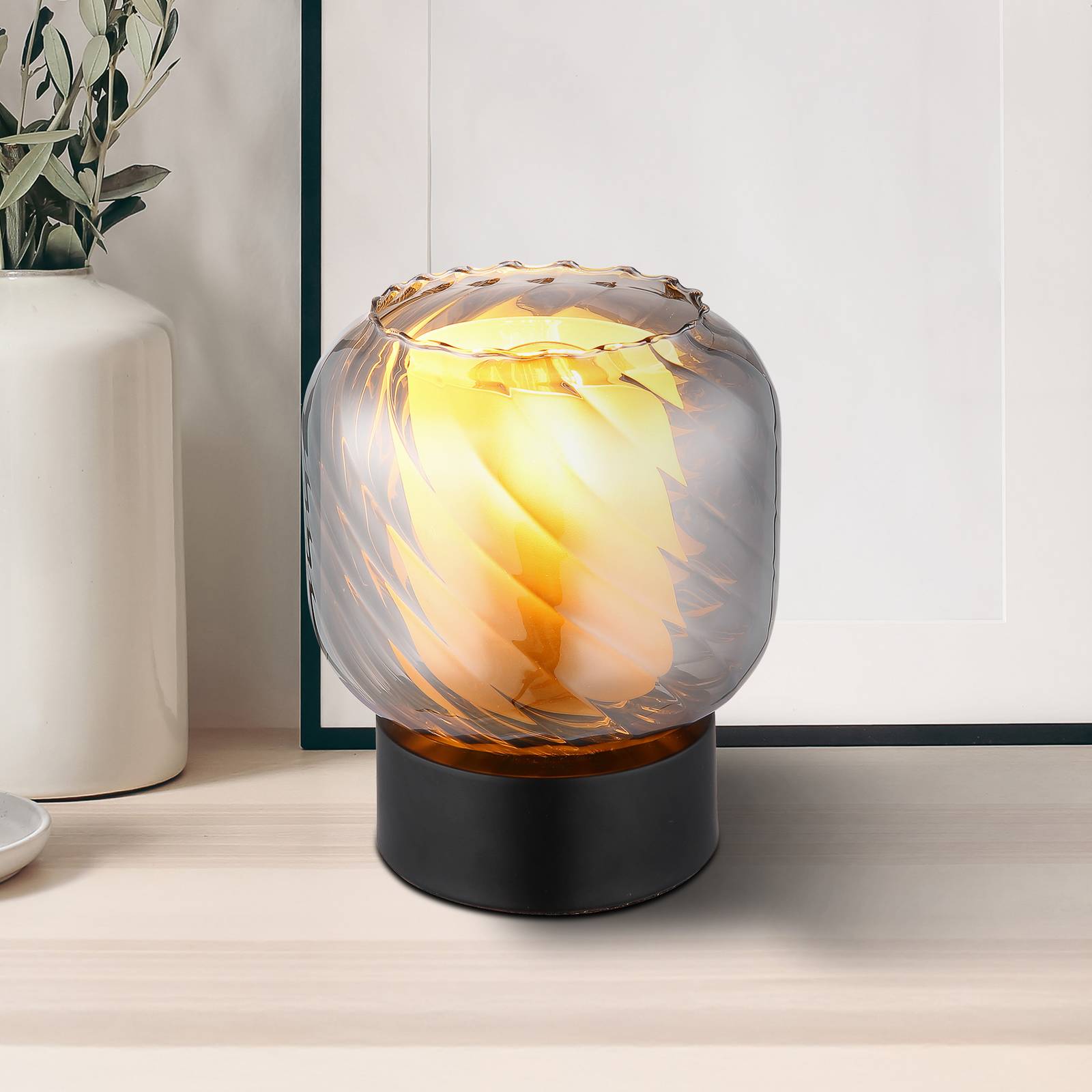 Tischlampe Xia, Höhe 17 cm, rauchgrau, Glas Tischlampe Xia, Höhe 17 cm, rauchgrau, Glas von Globo