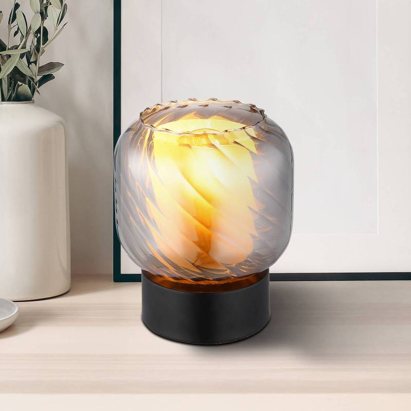 Tischlampe Xia, Höhe 17 cm, rauchgrau, Glas von Globo
