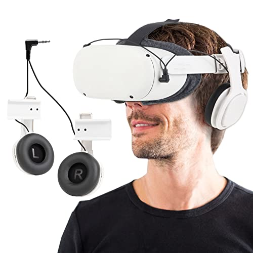 Globular Cluster Stereo VR Headphones Custom Made for Oculus Quest 2 Elite Headband & Original Headstrap-On Ear Deep Bass 3D 360 Degree Sound (White) von Globular Cluster