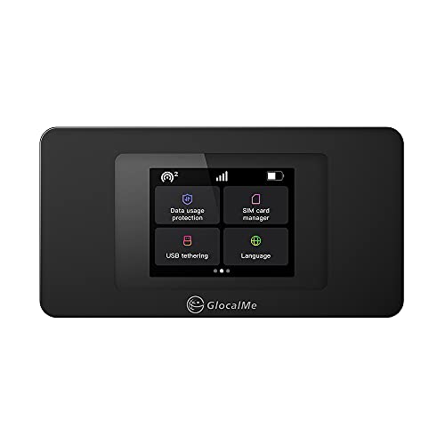 GlocalMe Duoturbo mobiler WLAN Router, 4G LTE Router, Keine SIM-Karte erforderlich, 3500mAh Akku, LCD Display Dual-Modem mobiler Hotspot, Abdeckung von 140+ Ländern und Regionen (Schwarz von GlocalMe