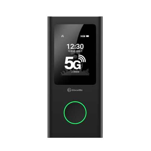 GlocalMe Numen Air 5G Mobiler WiFi Router WiFi 5, Globale Frequenzbänder, Keine SIM-Karte nötig, Unterstützt 16 Geräte gleichzeitig, 5400 mAh Akku, Reise- oder Heim-WLAN-Hotspot (Schwarz) von GlocalMe