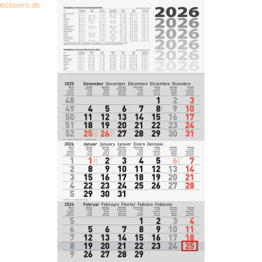 Glocken 3-Monatskalender 30x54cm 3-farbig Kalendarium 2026 Glocken 3-Monatskalender 30x54cm 3-farbig Kalendarium 2026 von Glocken
