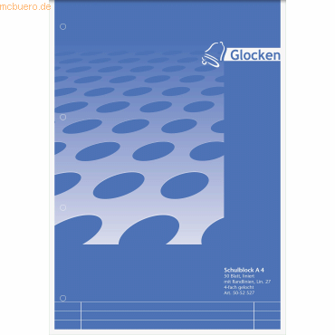 10 x Glocken Schreibblock A4 70g/qm 80 Blatt 4-fach gelocht liniert 10 x Glocken Schreibblock A4 70g/qm 80 Blatt 4-fach gelocht liniert von Glocken
