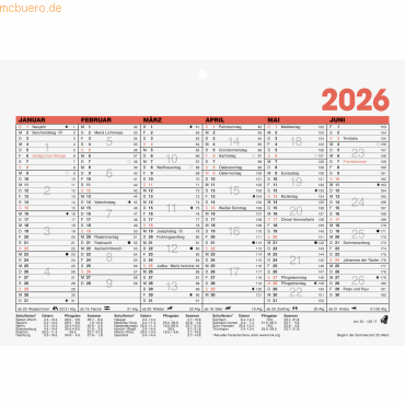 Glocken Tafelkalender 21x14,8cm 6 Monate/Seite Kalendarium 2026 Glocken Tafelkalender 21x14,8cm 6 Monate/Seite Kalendarium 2026 von Glocken