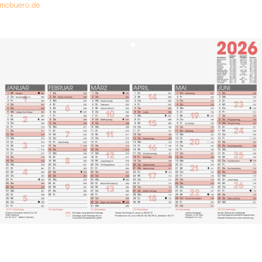 Glocken Tafelkalender 29,7x21cm 6 Monate/1 Seite Kalendarium 2026 Glocken Tafelkalender 29,7x21cm 6 Monate/1 Seite Kalendarium 2026 von Glocken