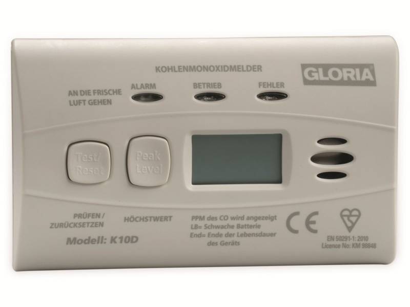 GLORIA Kohlenmonoxid-Melder K10D, mit Display von Gloria