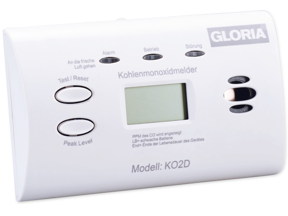 GLORIA Kohlenmonoxid-Melder KO2D, mit Display von Gloria