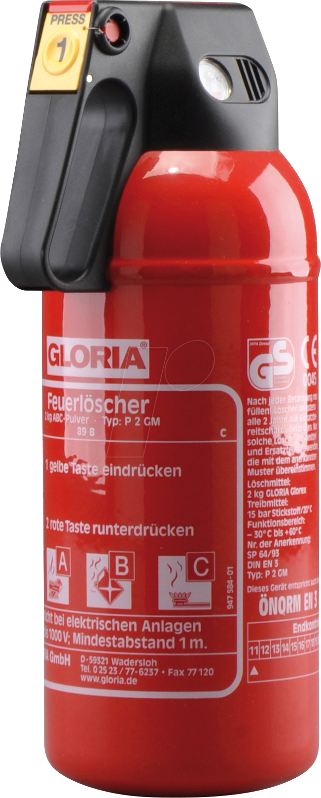 GLORIA P2GM - Feuerlöscher, Auto GLORIA P2GM - Feuerlöscher, Auto von Gloria